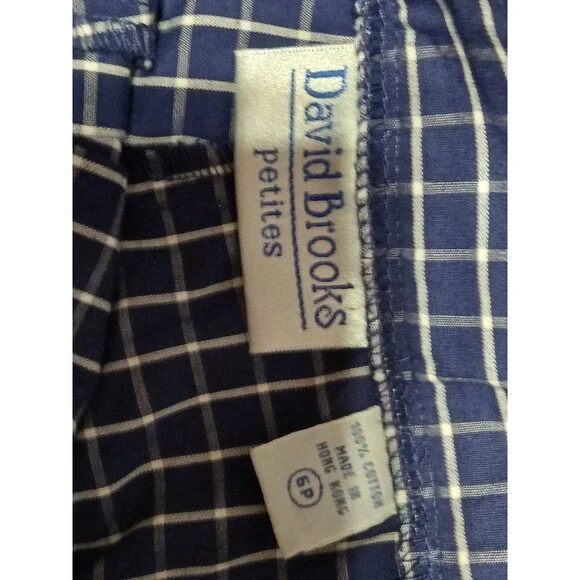 VINTAGE David Brooks Petites Beremuda Blue/White Check Pattern shorts 6P - Picture 4 of 7